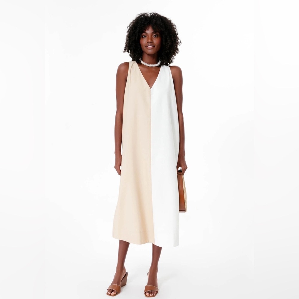 Pomander Place white and tan Sallie dress NWOT